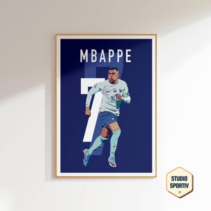 Mbappé Soccer Poster Vector Art, France Football Art, Kylian Mbappe Poster Decor, Minimal Soccer Wall Art, Les Bleus Home Decor