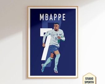 エムバペ アートポスター：フランスサッカー ウォールデコ（デジタルダウンロード）