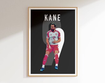 Harry Kane Art Poster: Bayern Munich Soccer Decor (Digital Download)