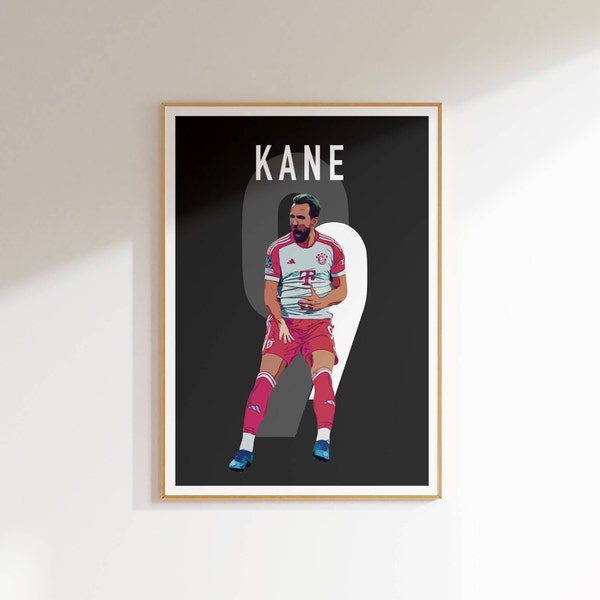 Harry Kane Fußball Poster Vektorgrafik, Bayern München Dekor, Harry Kane Poster Dekor, Minimale Fußball Wandkunst Harry Kane Fußball Poster