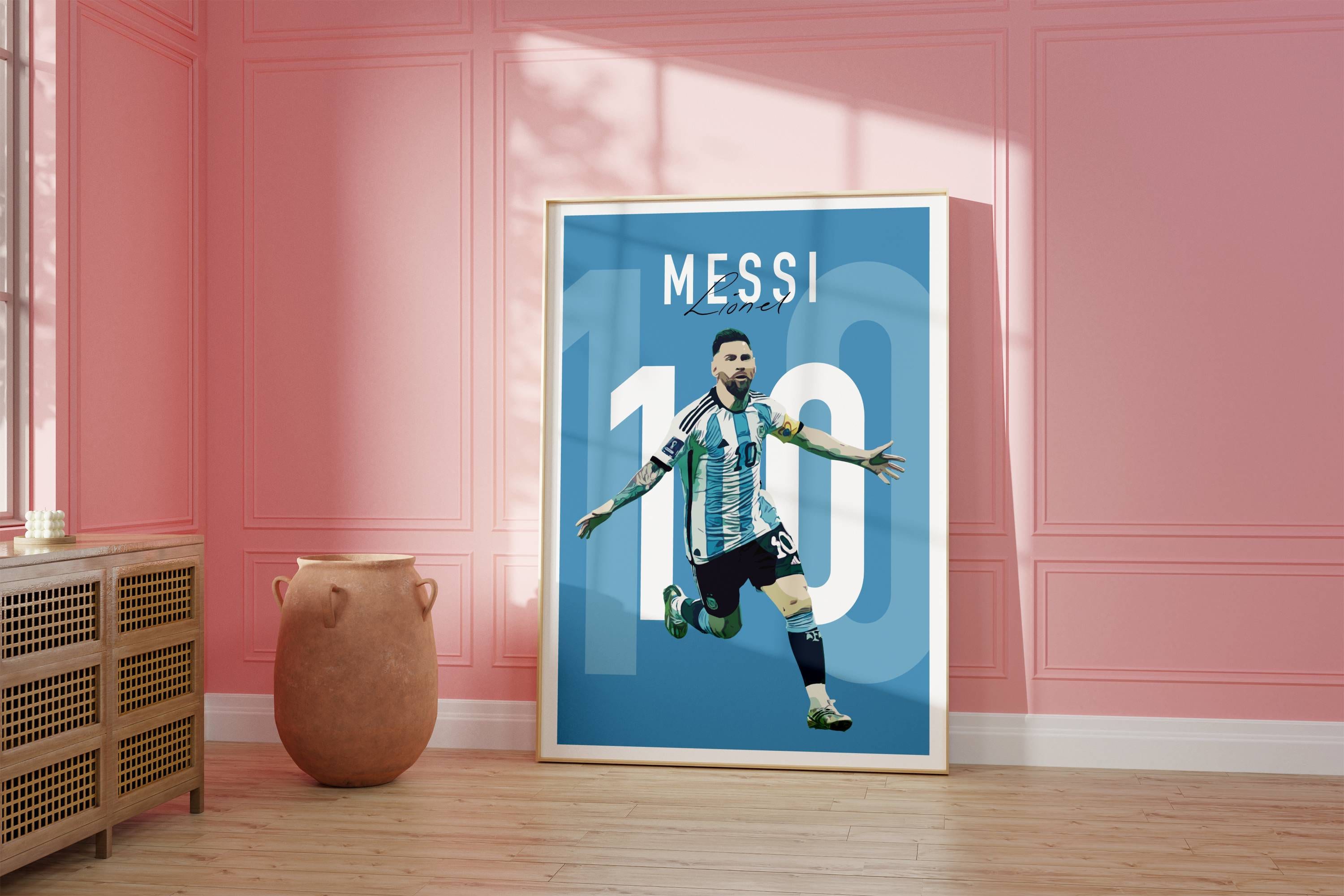 Affiche Lionel Messi - Poster Vintage Art Mural, Cadeau Fan De Football
