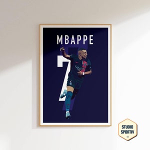 Mbappé Soccer Poster Art, PSG Mbappe, Kylian Mbappe Poster Decor, Minimal Soccer Wall Art, Les Bleus Home Decor, PSG Soccer Poster