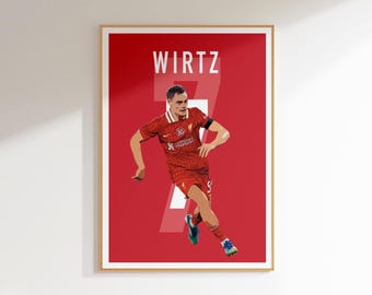 フロリアン・ヴィルツのサイン入りサッカーポスター、デジタル
