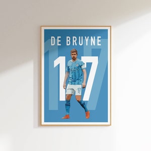Póster de fútbol de De Bruyne, arte vectorial, decoración del Manchester City, decoración con póster de De Bruyne, arte mural minimalista de fútbol, póster de fútbol de De Bruyne