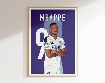 Mbappé Real Madrid Poster: Minimalist Soccer Wall Art (Digital Download)
