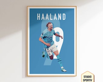 Erling Haaland Soccer Poster Art: Manchester City Wall Decor (Digital Download)