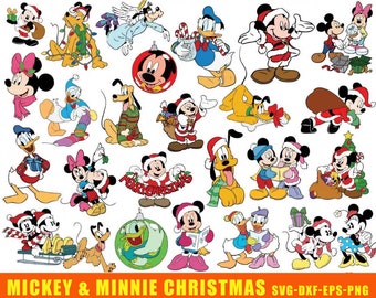 1500+ Topolino e Minnie e Frozen Christmas Best Friends Clipart Bundle, cartoni animati di Natale, file di taglio Cricut, Mega Christmas SVG, adesivo