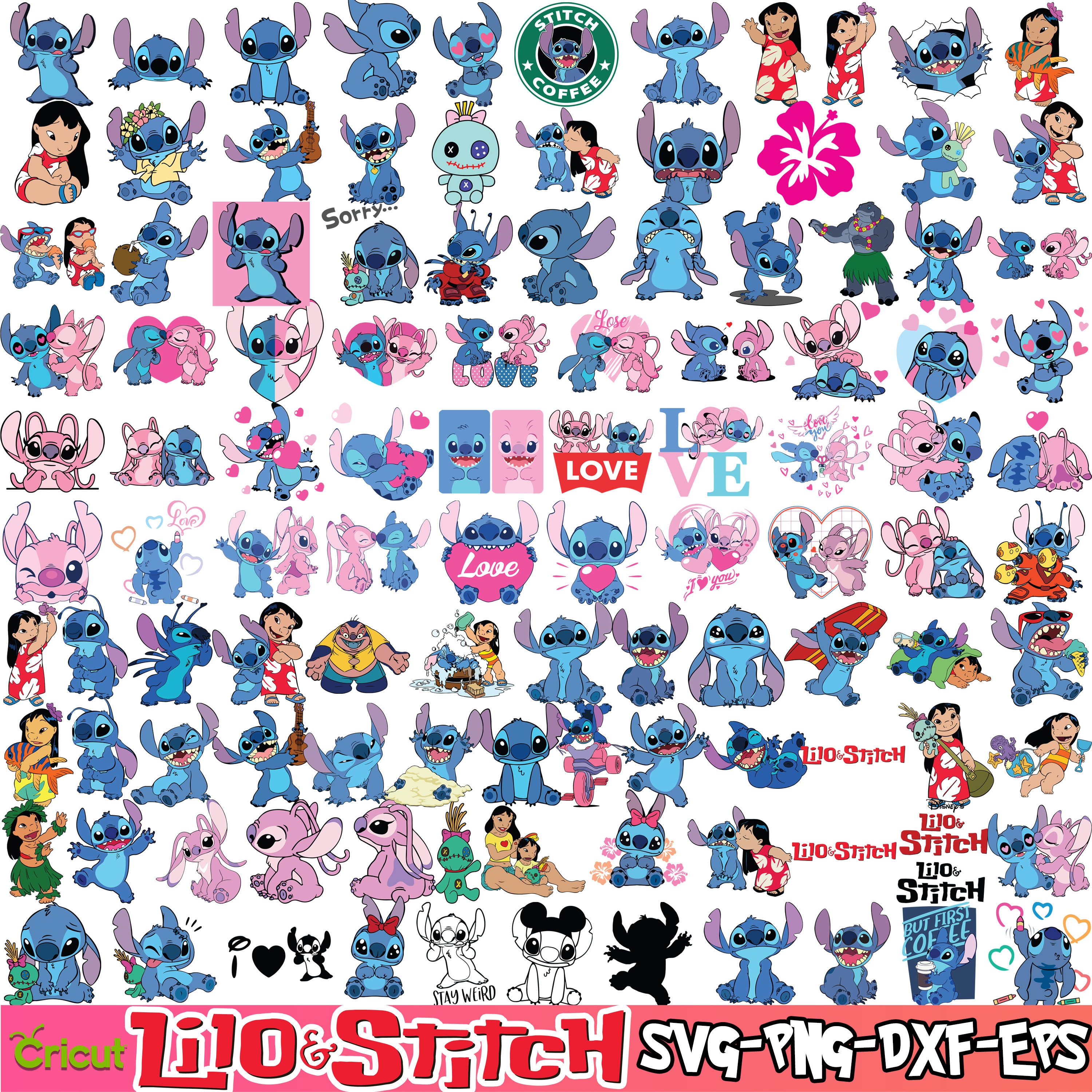 Stitch Sticker Pack/ Disney Lilo Stitch Stickers Disneyland Disney World  Ohana Aloha Hawaii Laptop Bujo Bullet Journal Planner Water Bottle 