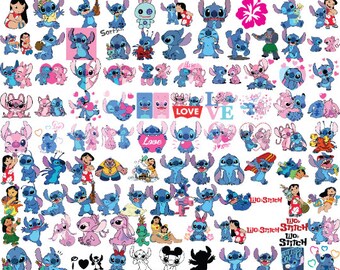 Plus de 440 fichiers groupés Lilo et Stitch | Clipart, Cricut, silhouette, fichiers vectoriels coupés | lilo et stitch clipart png | Plus de 110 modèles uniques