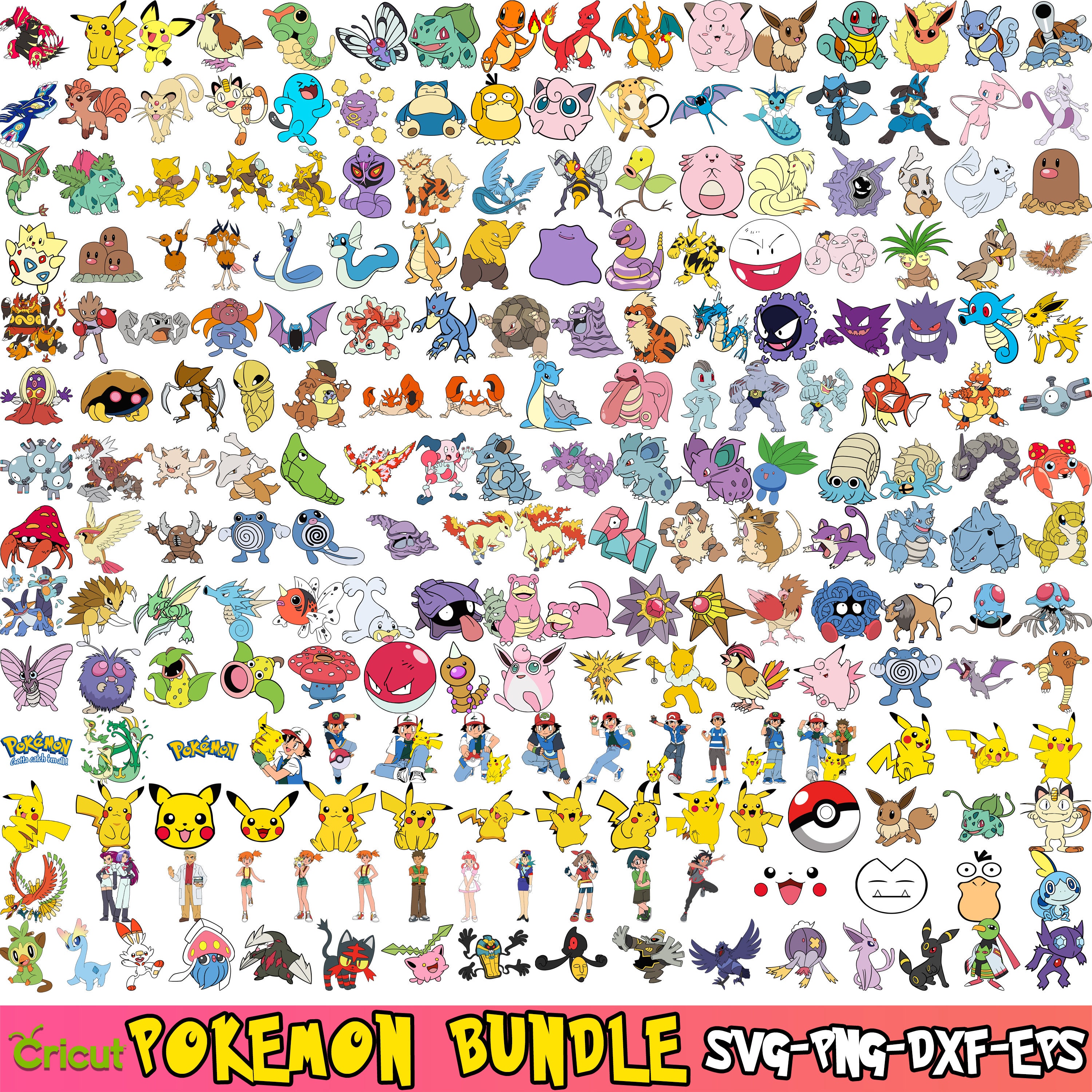 22 Pokemon Face Svg Big Bundle Pikachu Snorlax Clipart Cut -  Israel