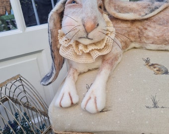 POPPY THE BUNNY. needle felt one of a kind large rabbit. very realistic hand made with lots of love and attention