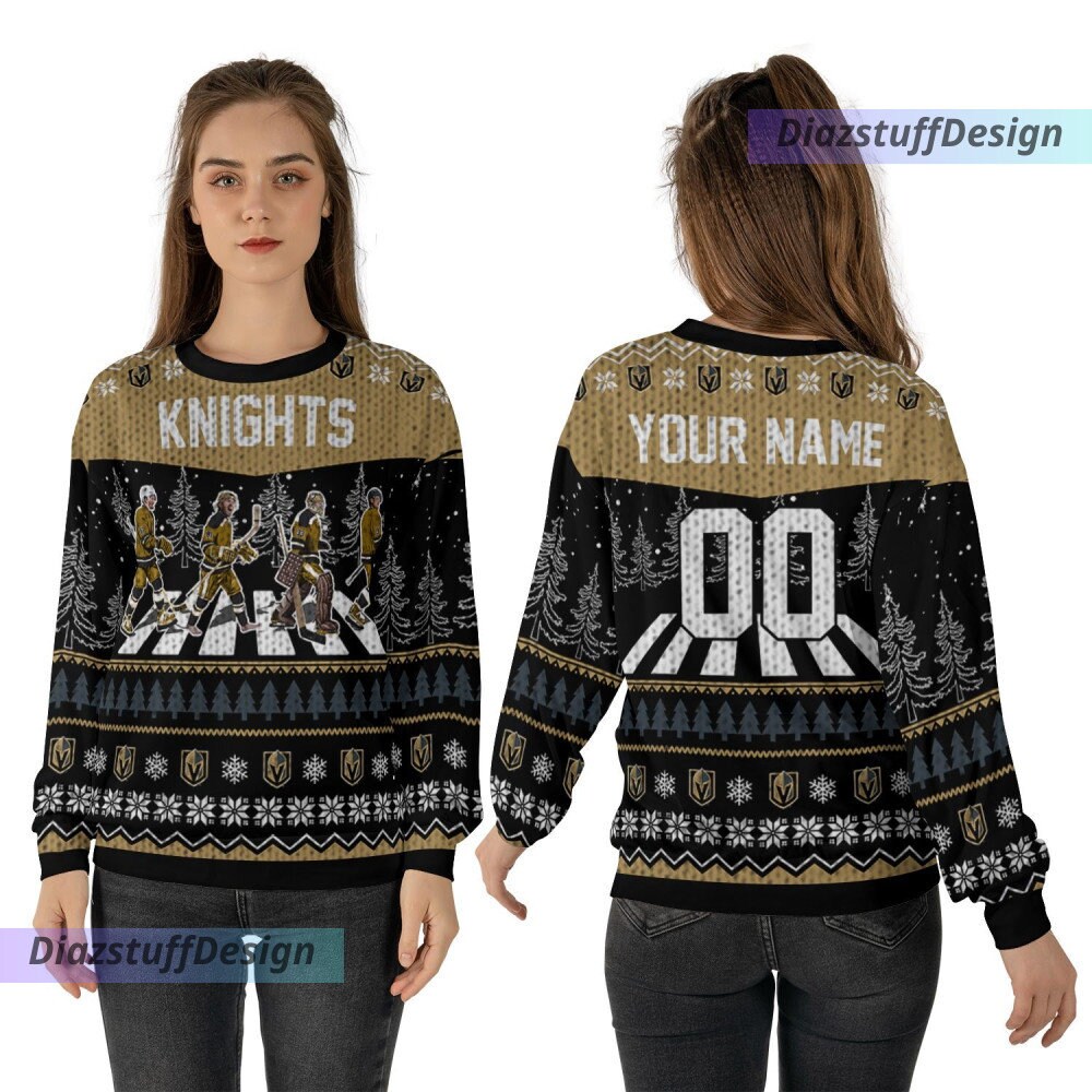 Discover Personalized Knights Walking Abbey Road Ice Hockey Christmas Ugly Sweater