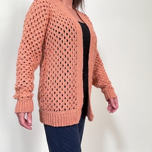 Handmade Peach Granny Square Cardigan - Size Small