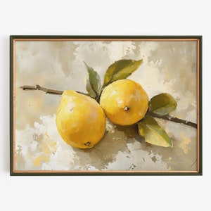 Rustic Lemon Painting Print: Farmhouse Kitchen Wall Art (Digital Download)