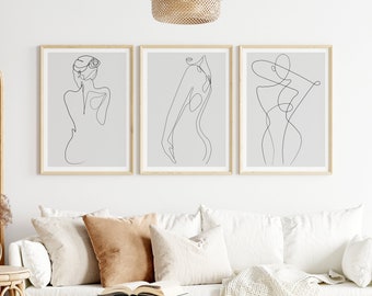 Modern Woman Line Art Prints, Set of 3 (Digital Download)