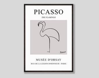 Picasso Flamingo Print: Abstract Animal Art (Digital Download)
