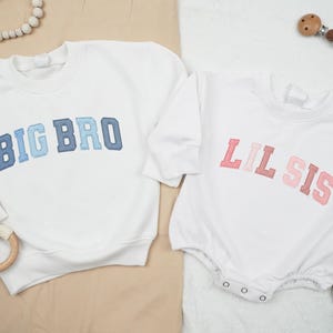 Embroidered Big Bro Lil Bro Big Sis Lil Sis Matching Sweater, Sibling Set for Baby & Toddler, Family Outfit, Cute Gift, Brothers and Sisters