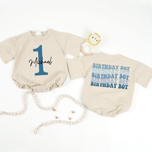 First Birthday Boy Outfit, Blue Bubble Romper, 1st Birthday Boy Outfit, Birthday Number Shirt, Blue Birthday Outfit, Boy Birthday Gift