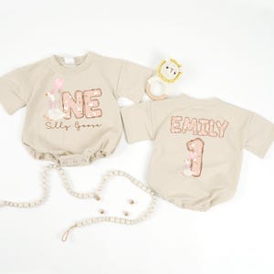 Personalized One Silly Goose Birthday Romper, 1st Birthday Bodysuit, Funny Silly Goose, Pink Silly Goose First Birthday, Baby Girl Clothes