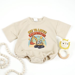 Cute See Ya Later Excavator Baby Romper, Digging Excavator Baby Bodysuit, Cute Construction Clothes, Baby Shower Gift, Funny Baby Boy Outfit