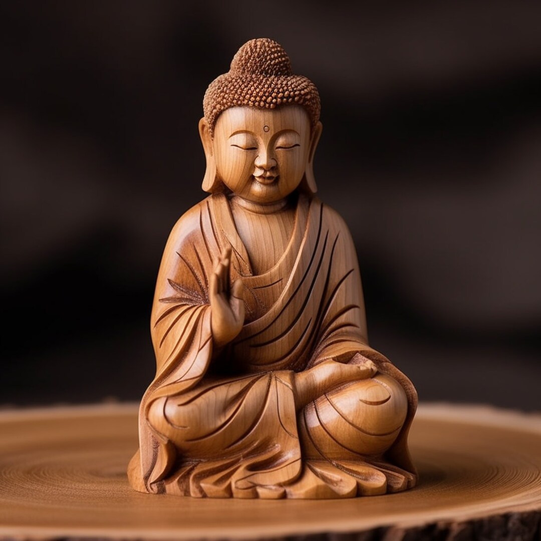 2023 Handmade Wood Carving Buddha Statue Unique Home Etsy