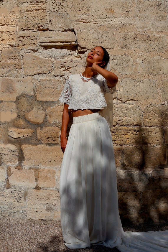 Top de mariee robe deux pieces crop top mariage personnalisable Etsy France