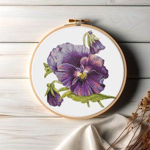 Cross Stitch Pattern | Purple Violet Flower X Stitch Pattern Chart | flower embroidery | art cross stitch chart printable  | PDF & PNG