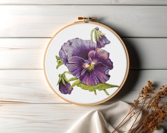Cross Stitch Pattern | Purple Violet Flower X Stitch Pattern Chart | flower embroidery | art cross stitch chart printable  | PDF & PNG