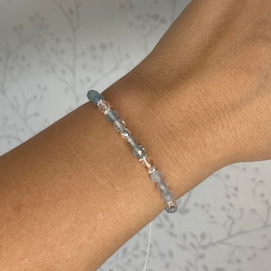 CONFIDENCE | Aquamarine | Rock Crystal | 4 mm | Faceted Filigree Gemstone Bracelet | Macrame | 925 Sterling Silver