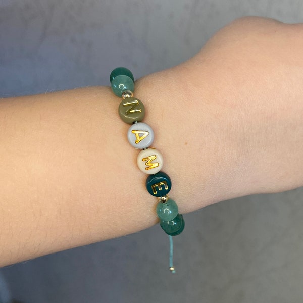 KIDS AVENTURINE | Personalizable | 6 mm green aventurine ball bracelet | Gemstone bracelet | Macrame | Bohemian | 925 Sterling Silver | gold plated