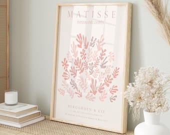 Henri Matisse Blush Roze en Beige Digitale Prints Art, Trendy Poster Printable Wall Art, Papiers Decoupes Roze Esthetische Tentoonstelling Print