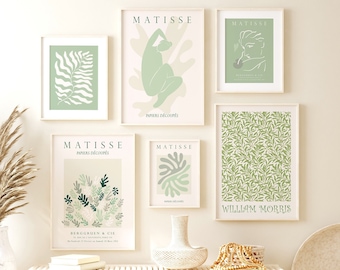 Sage Green Matisse Gallery Wall Set Of 6  Digital Prints, Matisse Trendy Decor Art Poster Print Set of 6, Matisse Gallery Printable Wall Art