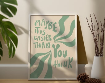 Retro Motivational Quote Wall Art, Green Retro Quote Poster, Inspiring Poster, Printable Wall Art, Digital Prints, Digital Printable Poster