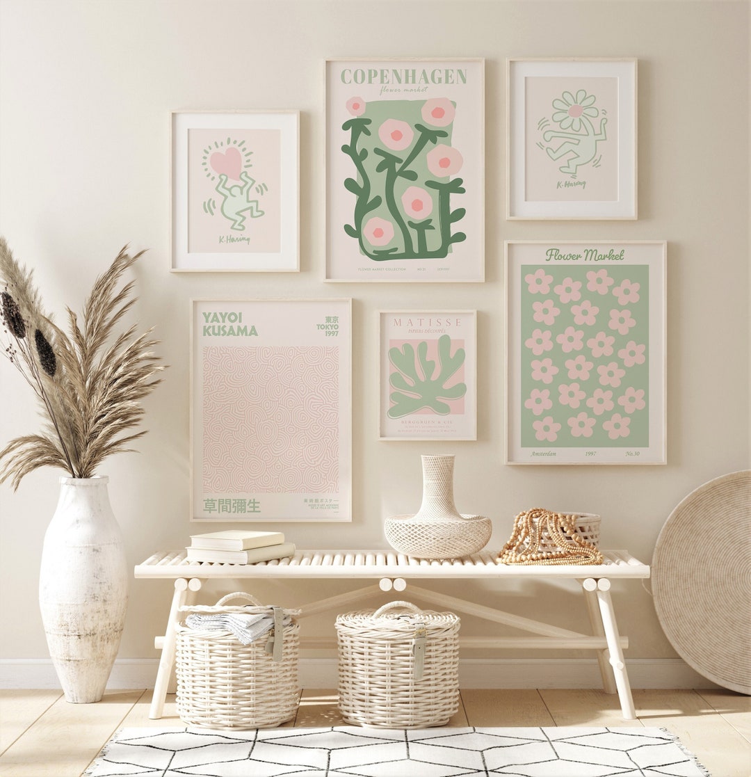 Sage Green Trendy Wall Art Print, Matisse Set of 6 Digital Prints