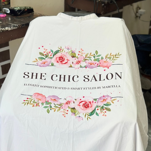 Personalized Custom barber Cape white, Custom Printed hairdressing Salon Cape.