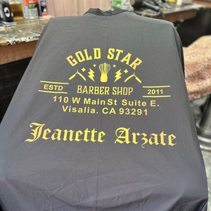 custom salon cape for hair stylist, Personalised Black barber cape , styling gifts
