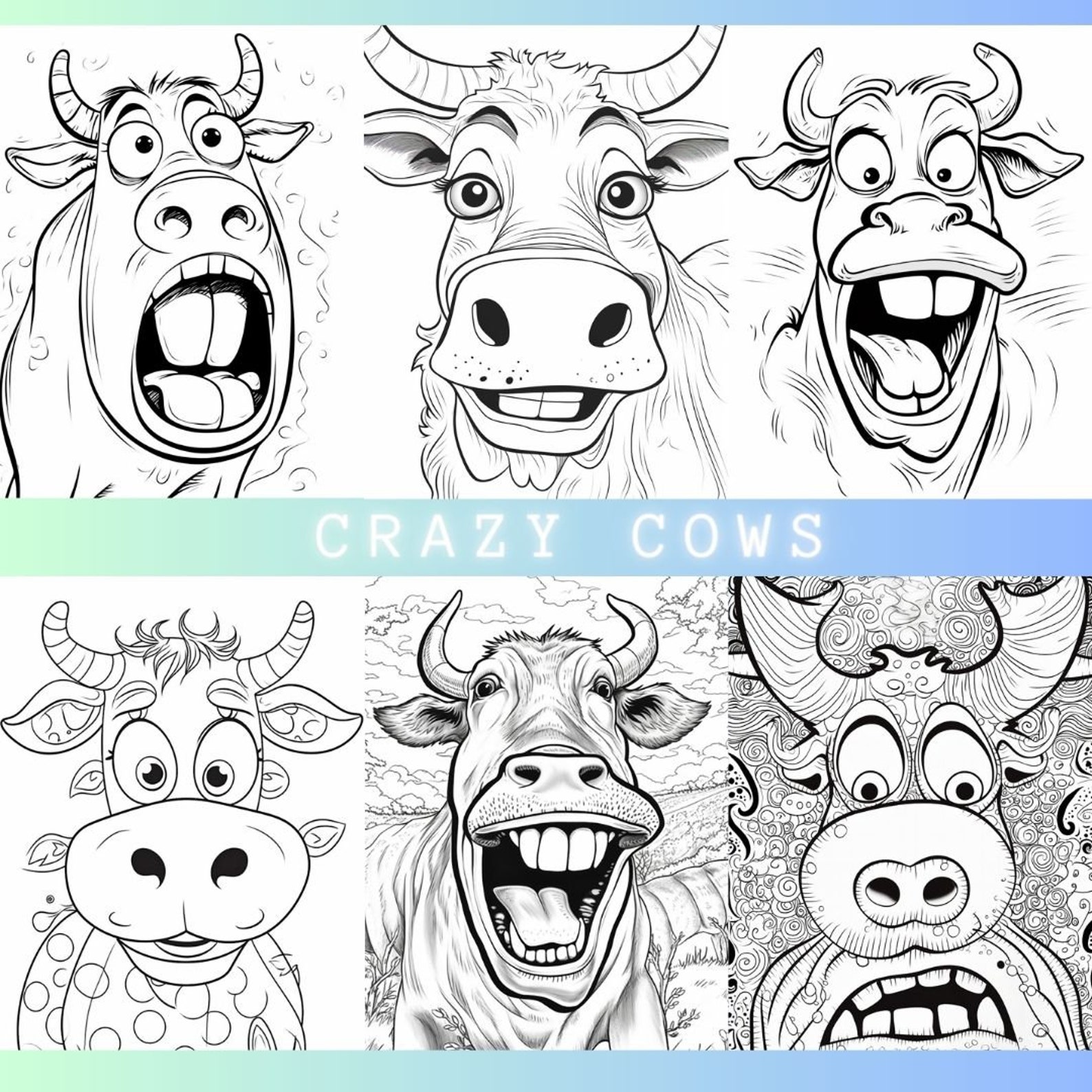 Crazy Cows Coloring Pages Funny Coloring Book Stress Relief Cute