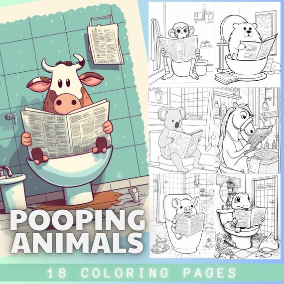 Funny Pooping Animals Coloring Book | Stress Relief (PDF)