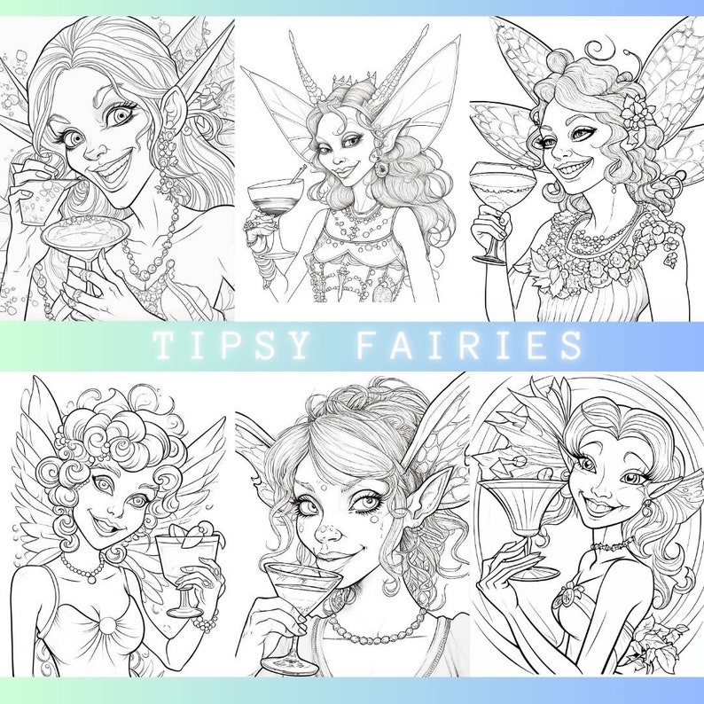 Tipsy Fairies Coloring Pages | Funny Coloring Pages | Fantasy Coloring ...