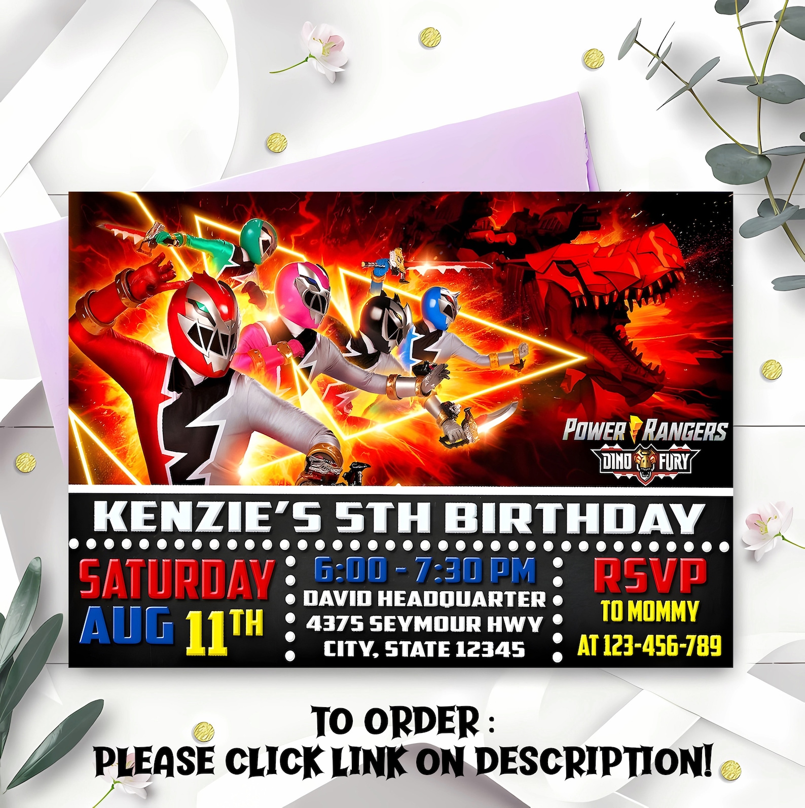 Personalize Power Rangers Birthday Invitation Power Rangers - Etsy