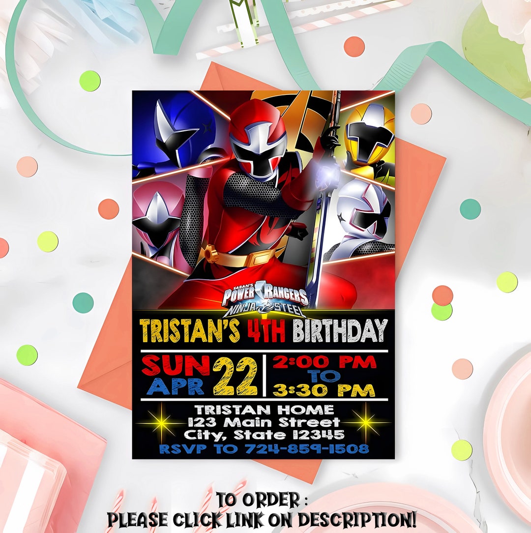 Personalize Power Rangers Birthday Invitation Power Rangers - Etsy