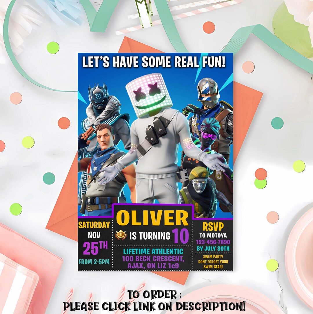 Personalize Fortnight Birthday Invitation, Fortnites Invitation ...