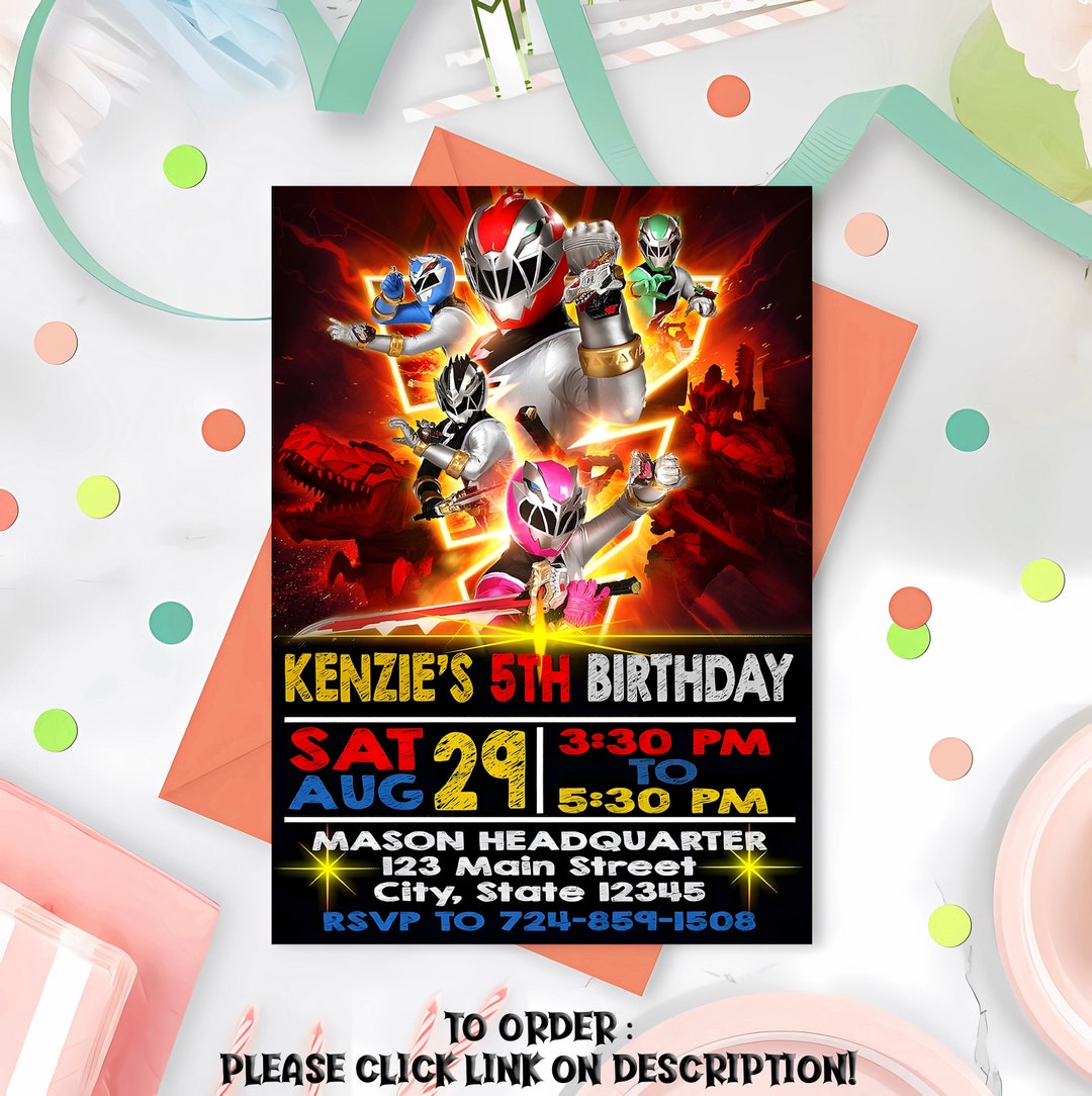 Personalize Power Rangers Birthday Invitation Power Rangers - Etsy