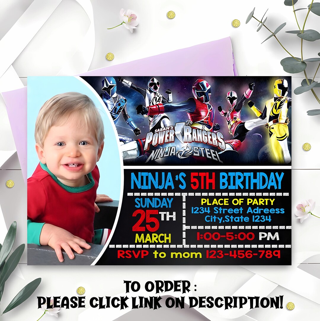 Personalize Power Rangers Birthday Invitation Power Rangers - Etsy