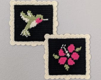 Hummingbird & Hibiscus Tapestry PDF Crochet Pattern