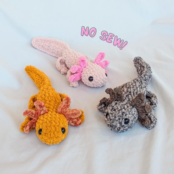 Swampy the Axolotl PDF Crochet Pattern (No Sew)