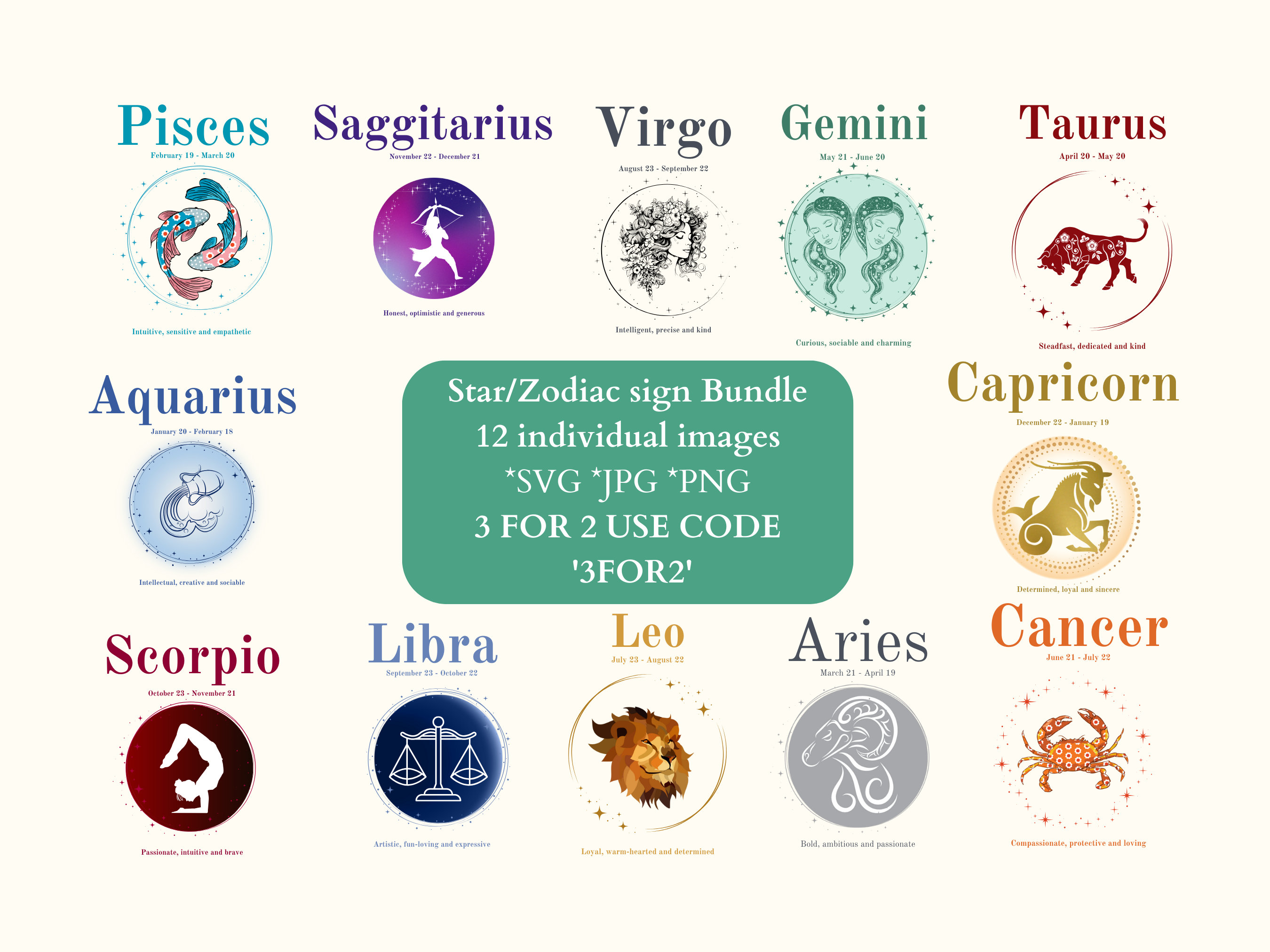 Star/zodiac Signs Svg/clipart Bundle all Store Items Are 3 - Etsy UK