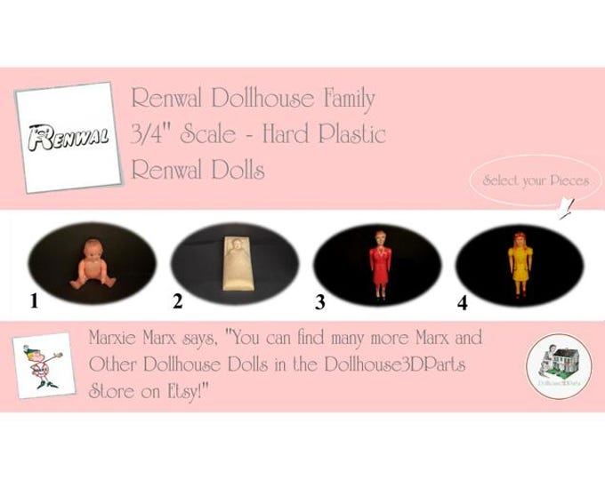 Choice RENWAL Vintage Dollhouse Dolls, 3/4" Scale, Hard Plastic