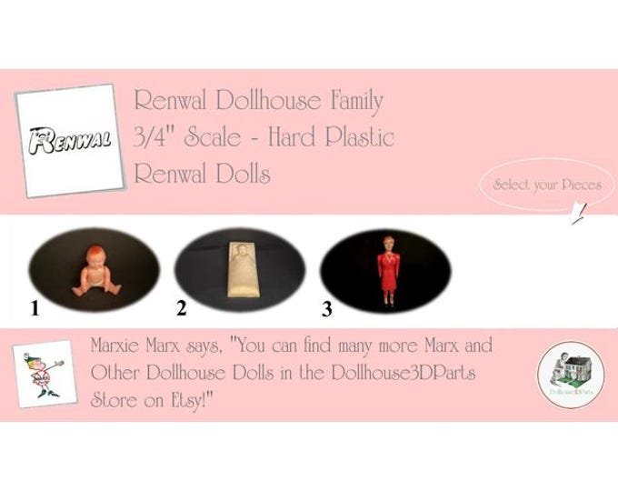 Choice RENWAL Vintage Dollhouse Dolls, 3/4" Scale, Hard Plastic