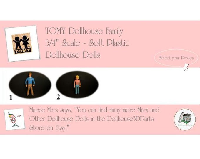 Choice TOMY Vintage Dollhouse Dolls, 3/4" Scale, Soft Plastic